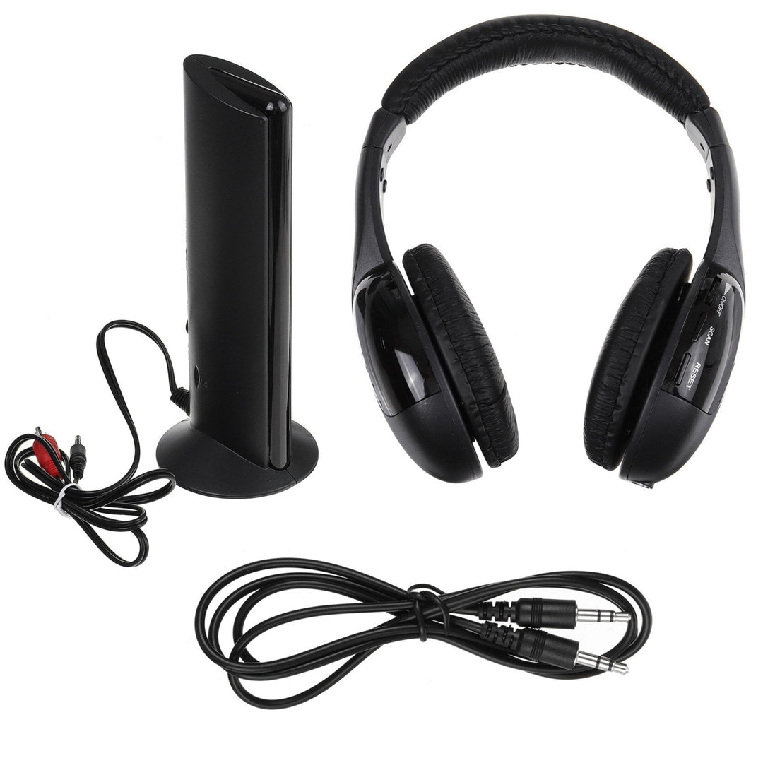Wireless Headphones Transmitter On Ear Headset with FM Radio Wireless High-fidelity Headset Monitor Earphone for TV PC Image 1