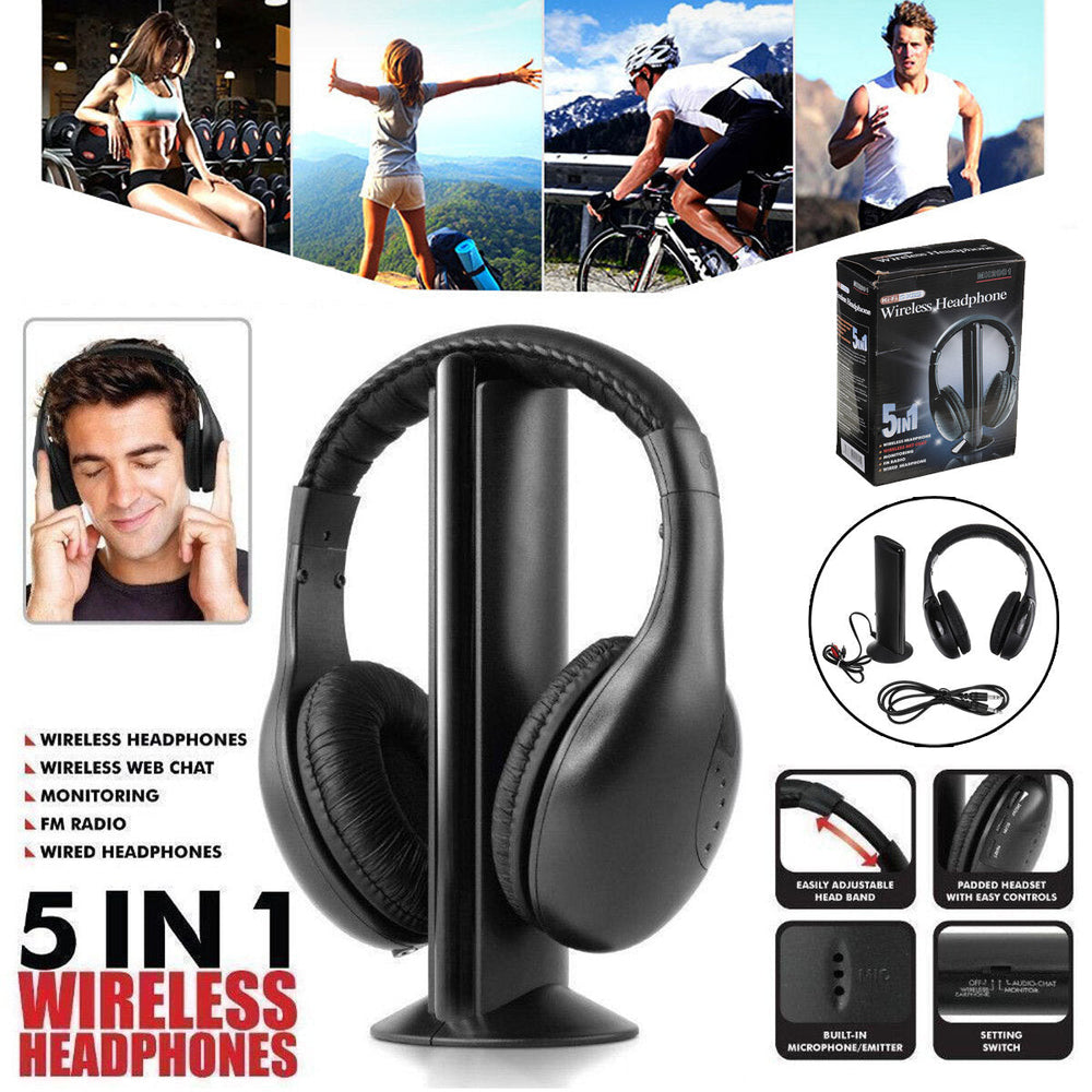 Wireless Headphones Transmitter On Ear Headset with FM Radio Wireless High-fidelity Headset Monitor Earphone for TV PC Image 2