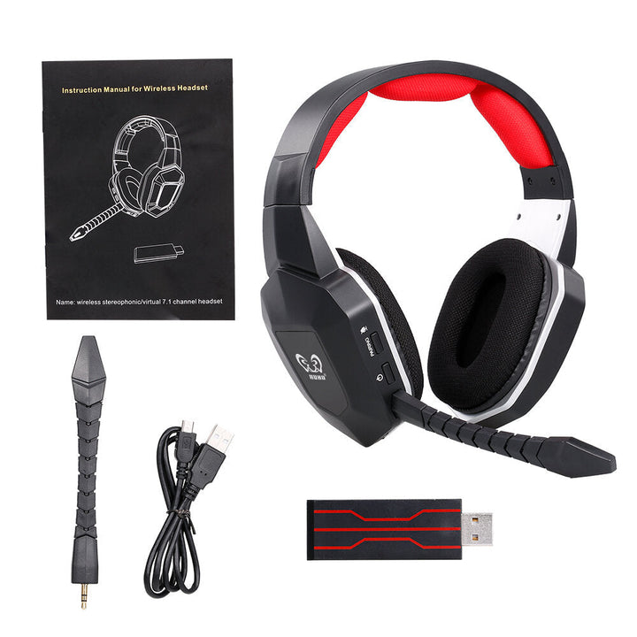 Wireless Gaming Headphone Virtual 7.1 Surround Sound Headset with Removable Microphone for PS4/PC 2.4G Image 10