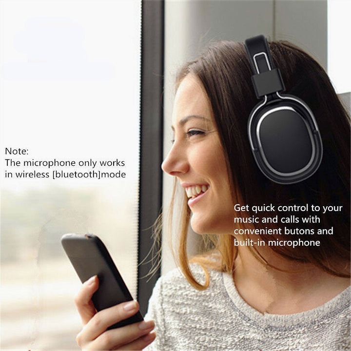 Bluetooth Headphone Over-Ear Wired Wireless Headphones Foldable bluetooth 5.0 Stereo Headset with Mic Support TF Card Image 3
