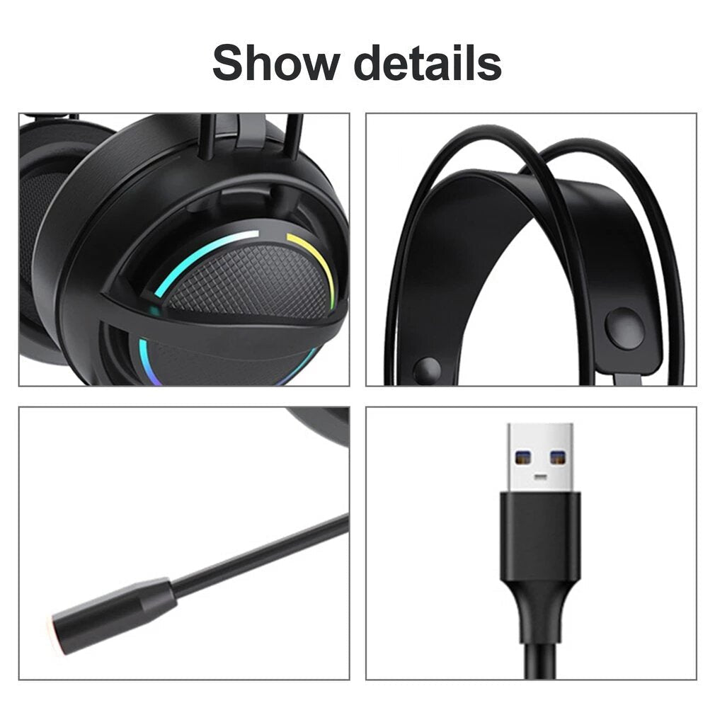 Gaming Headset 7.1 Surround Sound E-sports Wired Over Ear Stereo Headphones with Microphone For PS4 Computer Game PC Image 3