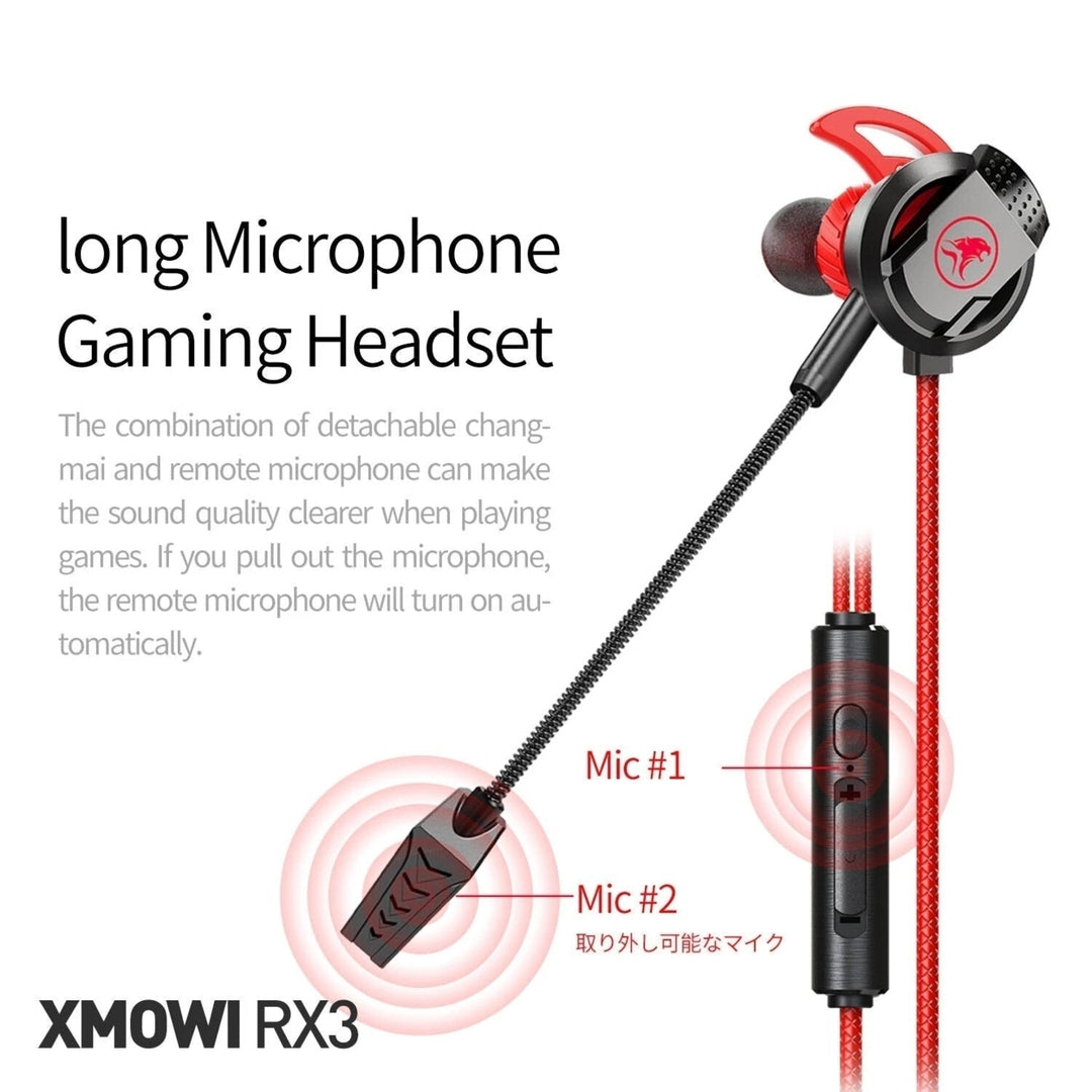 In-Ear Gaming Headset Dual Microphone Super Bass Headphone Active Noise Reduction with Detachable HD Long-Microphone Image 4
