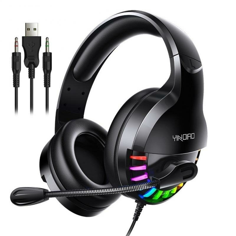 USB 3.5mm AUX Wired Gaming Headset Over-Ear Surround Bass HD Voice Low Loss RGB Light Headphone With Mic Image 1
