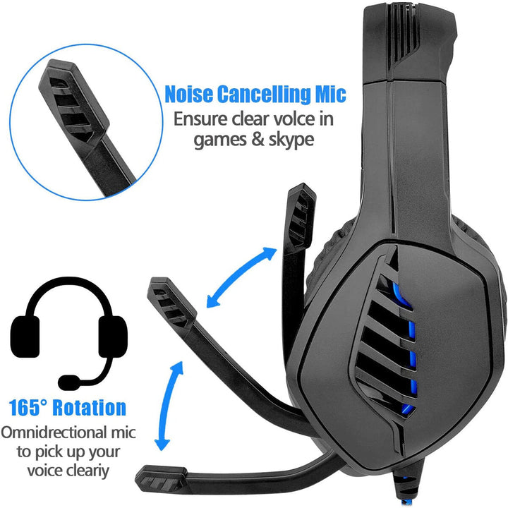 Wired Earphone Stereo Noise Reduction Dynamic 50mm Speaker Headphones Luminous Adjustable Gaming Headset with Mic Image 2
