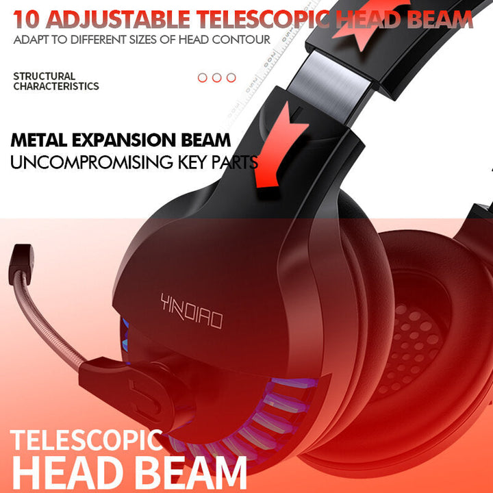 USB 3.5mm AUX Wired Gaming Headset Over-Ear Surround Bass HD Voice Low Loss RGB Light Headphone With Mic Image 3