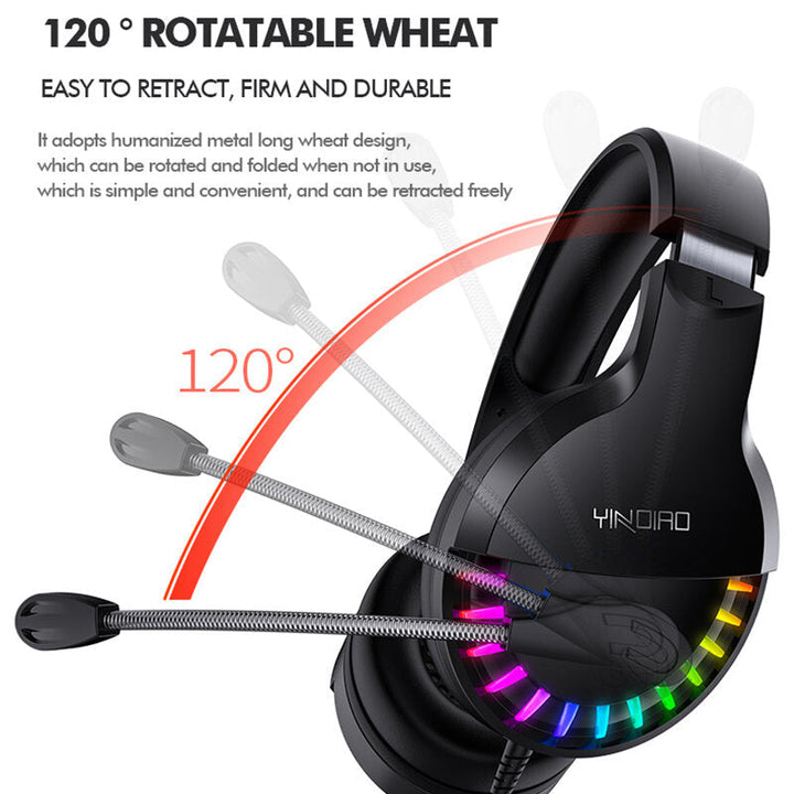 USB 3.5mm AUX Wired Gaming Headset Over-Ear Surround Bass HD Voice Low Loss RGB Light Headphone With Mic Image 4