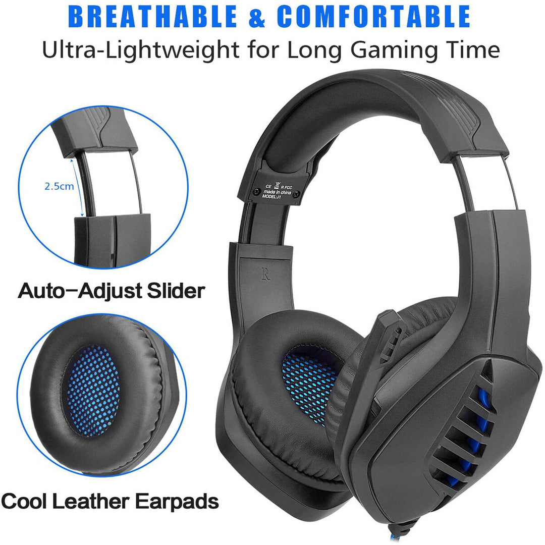 Wired Earphone Stereo Noise Reduction Dynamic 50mm Speaker Headphones Luminous Adjustable Gaming Headset with Mic Image 4