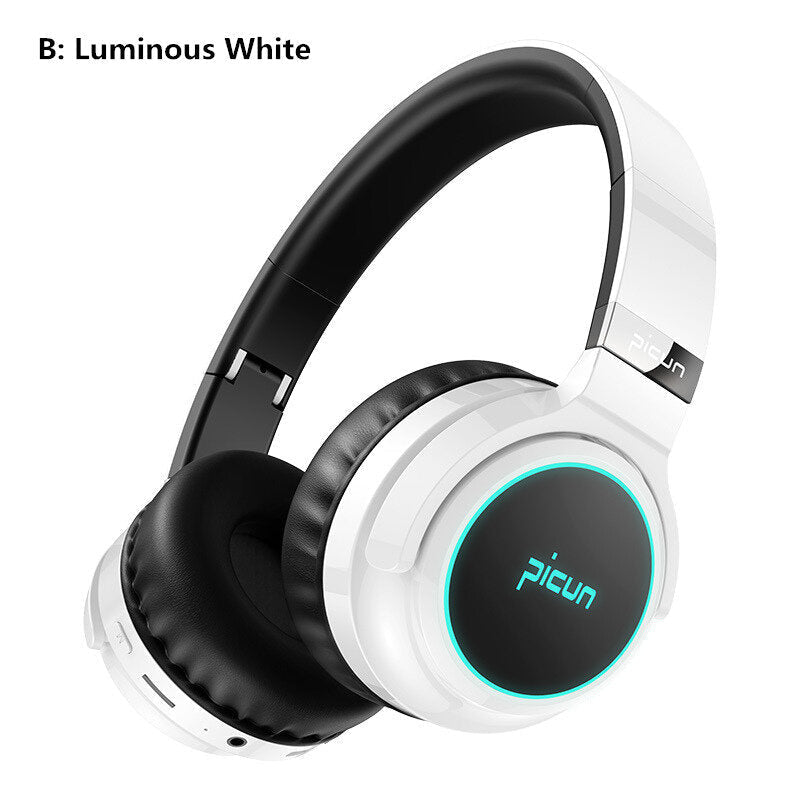Bluetooth Headphones Touch Control LED Light Wireless Headset with Luminous Earmuffs supports TF Card AUX Image 1