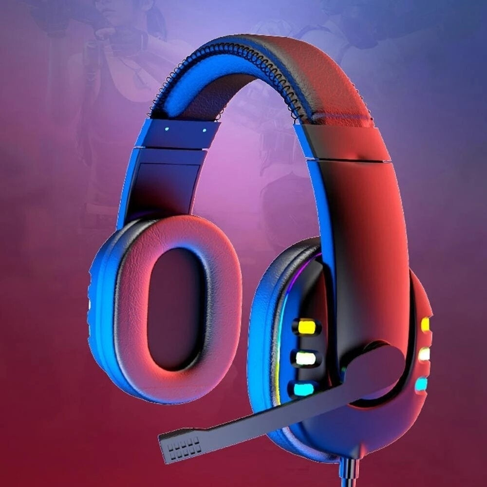 Gaming Headset Stereo Sound Headphone Colorful Lighting Effect Large Unit with Mic for Computer Gamer Image 2