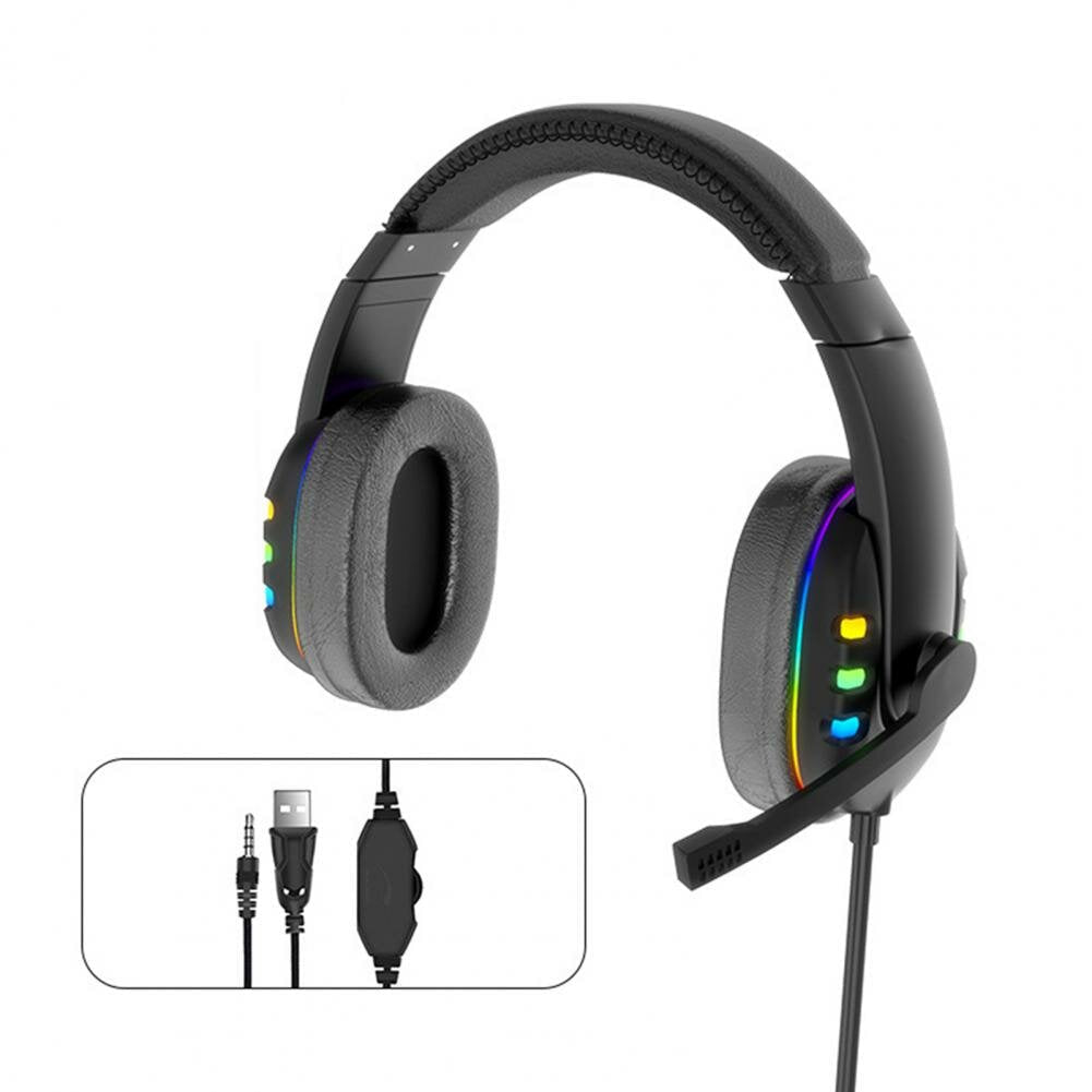 Gaming Headset Stereo Sound Headphone Colorful Lighting Effect Large Unit with Mic for Computer Gamer Image 4