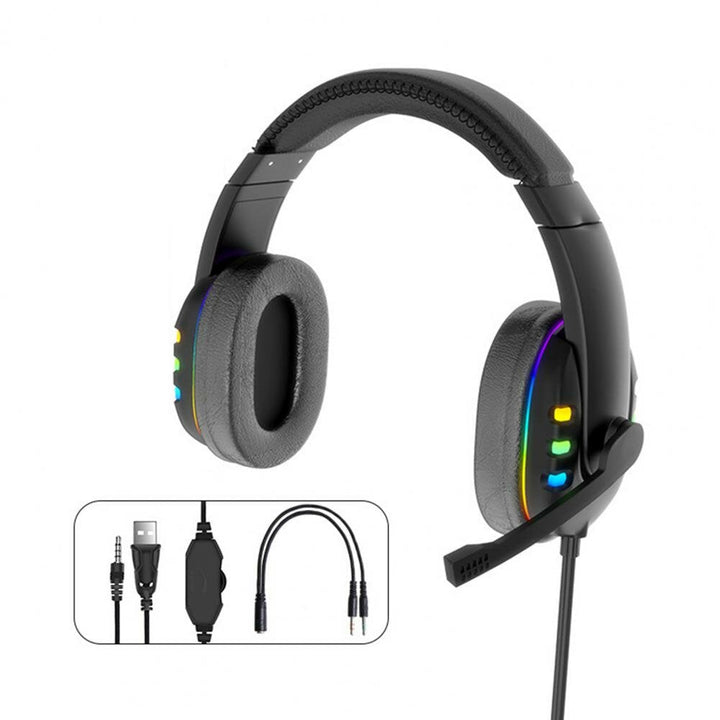 Gaming Headset Stereo Sound Headphone Colorful Lighting Effect Large Unit with Mic for Computer Gamer Image 6