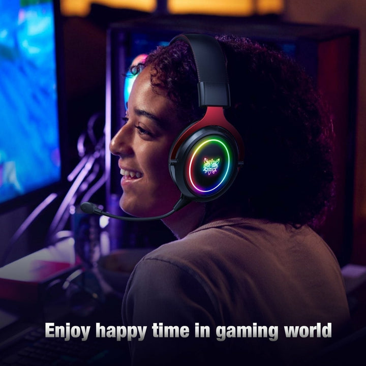 Wired Gaming Headphones Stereo 50MM Dynamic Noise Reduction RGB Luminous 3.5MM Gamer Headset with Detachable Mic Image 3