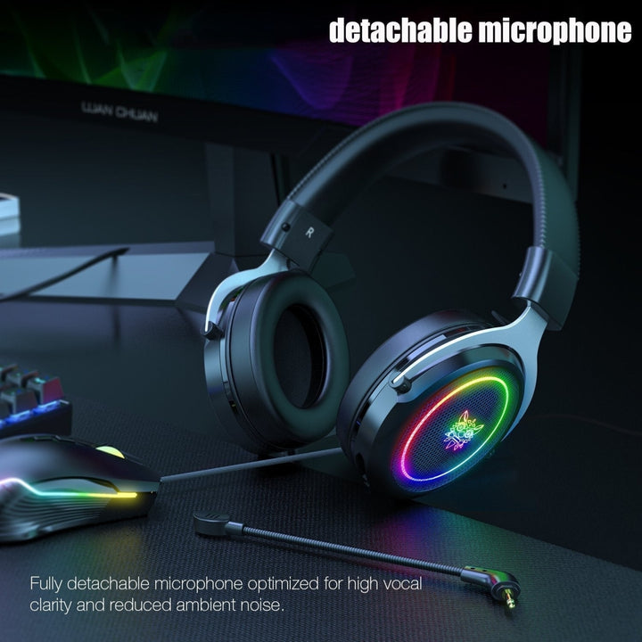 Wired Gaming Headphones Stereo 50MM Dynamic Noise Reduction RGB Luminous 3.5MM Gamer Headset with Detachable Mic Image 4