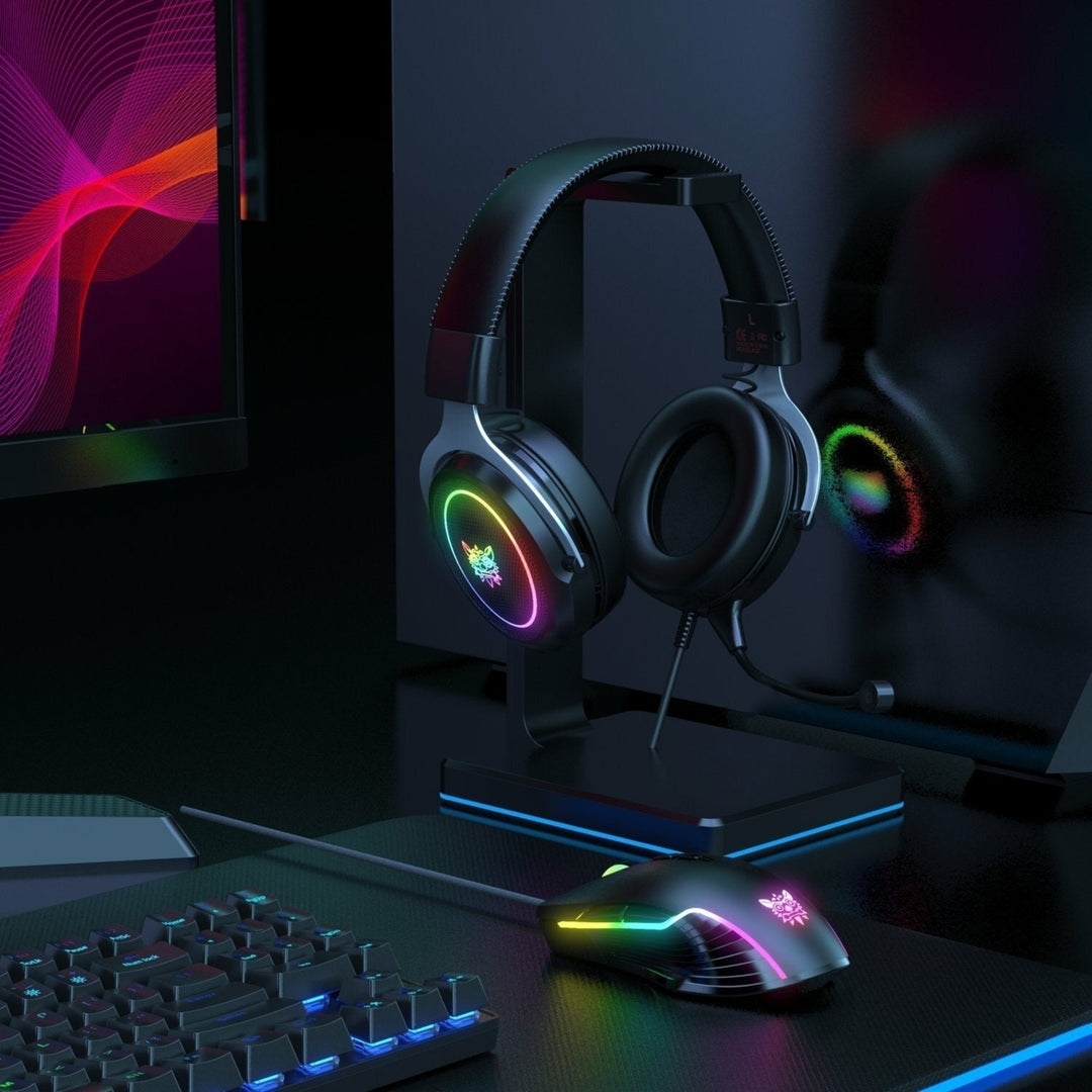 Wired Gaming Headphones Stereo 50MM Dynamic Noise Reduction RGB Luminous 3.5MM Gamer Headset with Detachable Mic Image 4
