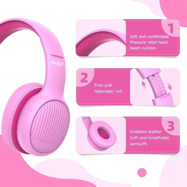Bluetooth 5.0 Kids Headphones Stereo Sound 85/94dB Volume Limited Foldable Headsets with Microphone Image 6