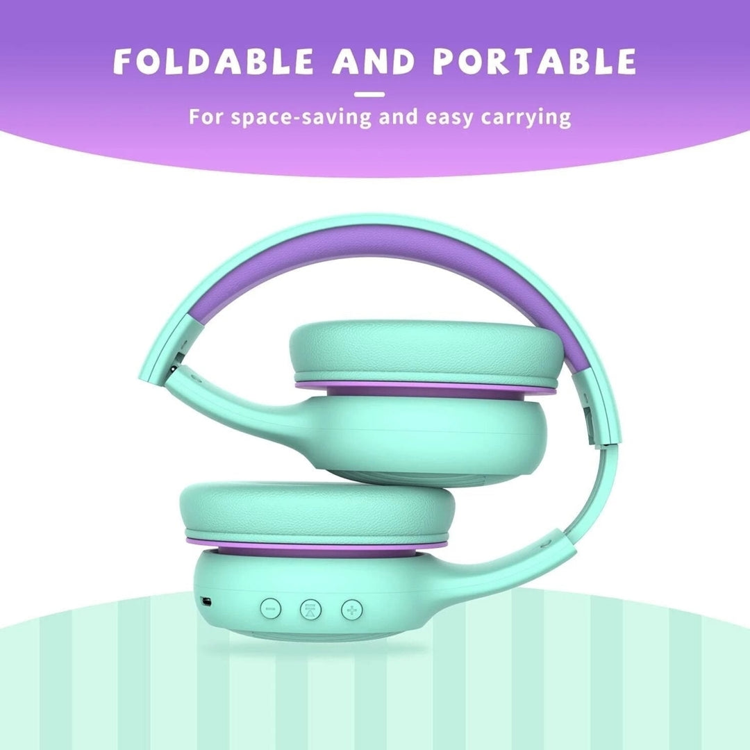 Bluetooth 5.0 Kids Headphones Stereo Sound 85/94dB Volume Limited Foldable Headsets with Microphone Image 7