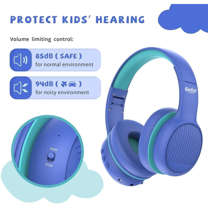 Bluetooth 5.0 Kids Headphones Stereo Sound 85/94dB Volume Limited Foldable Headsets with Microphone Image 8