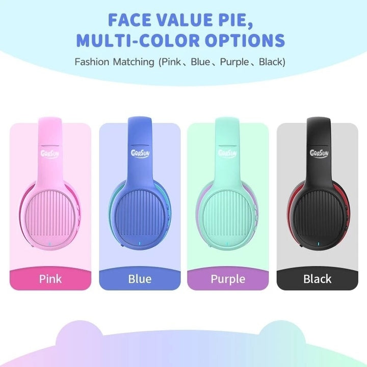Bluetooth 5.0 Kids Headphones Stereo Sound 85/94dB Volume Limited Foldable Headsets with Microphone Image 9