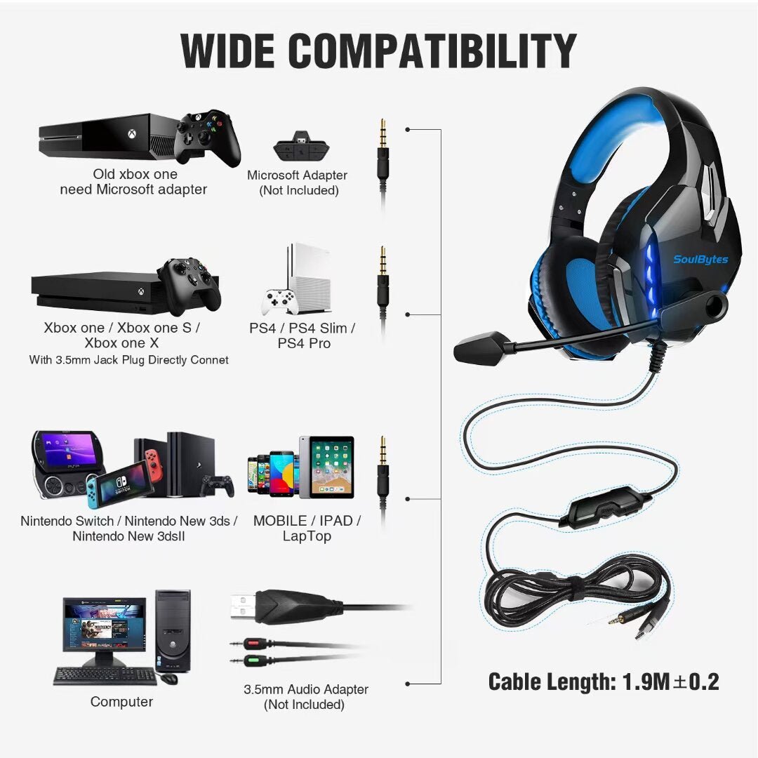 Gaming Headphones RGB Light Noise Cancelling Surround Sound Gaming Wired Headsets with Mic Image 6