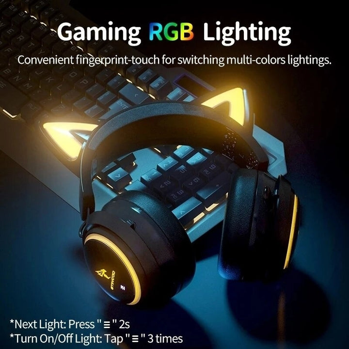 Gaming Headset USB 7.1 RGB Lights 3 Modes With 4 Covers Retractable Mic for Games,Video,Live Image 3