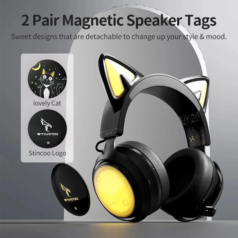 Gaming Headset USB 7.1 RGB Lights 3 Modes With 4 Covers Retractable Mic for Games,Video,Live Image 4