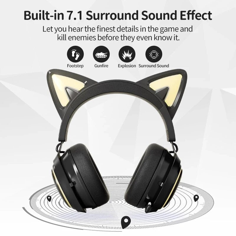 Gaming Headset USB 7.1 RGB Lights 3 Modes With 4 Covers Retractable Mic for Games,Video,Live Image 6