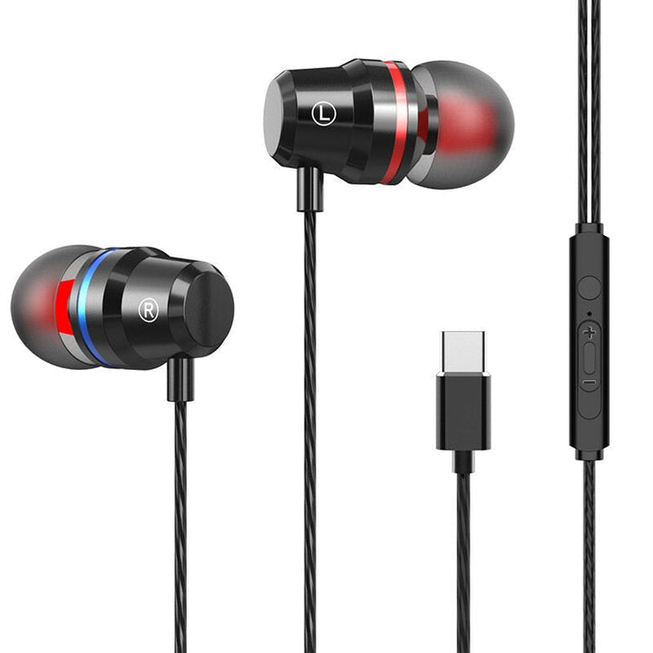 Type-c Metal In-ear Earphone Heavy Bass Wired Control Headphone Stereo Music HIFI Sport Headset With Mic for Image 9