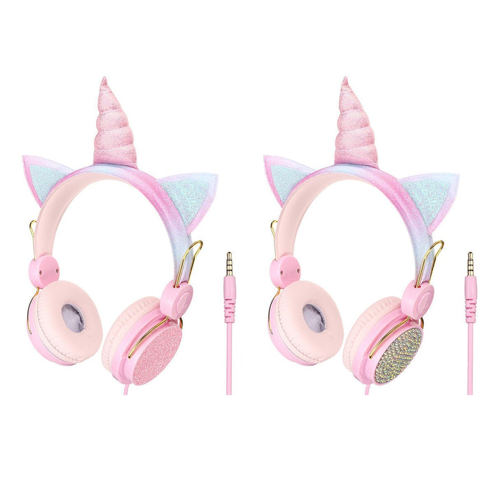 Cute Unicorn Over-Ear Headphones Kids Cartoon Stereo Headset Earphone Built-in Microphone 3.5mm Image 4