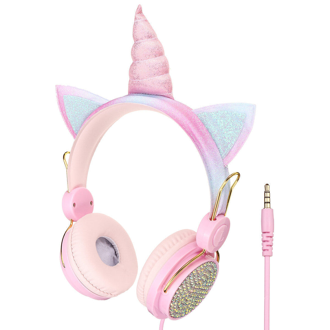 Cute Unicorn Over-Ear Headphones Kids Cartoon Stereo Headset Earphone Built-in Microphone 3.5mm Image 9