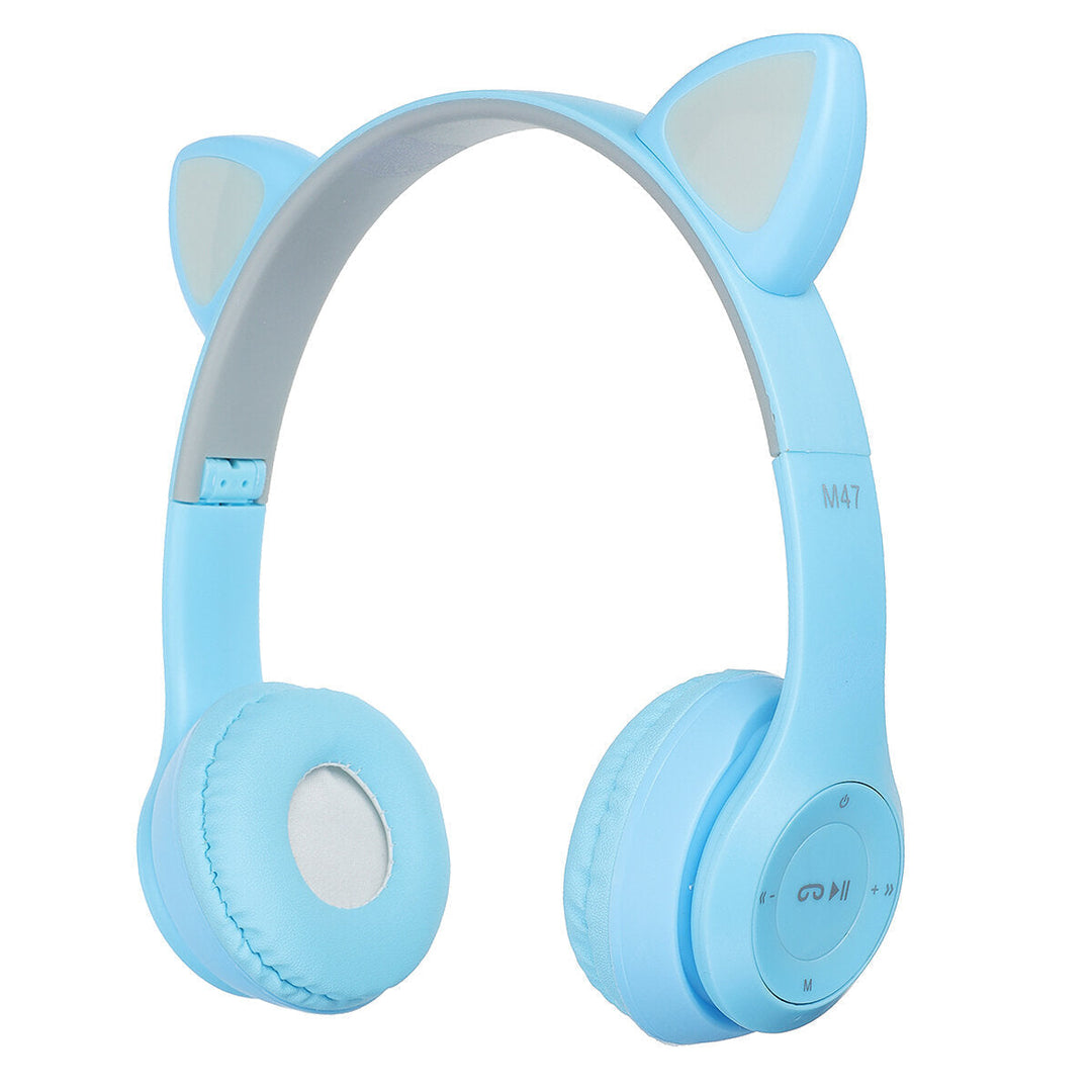 Cute Wireless Gaming Headset bluetooth 5.0 Headphones LED Light Support TF Card Play Image 3