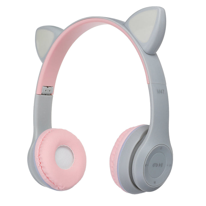 Cute Wireless Gaming Headset bluetooth 5.0 Headphones LED Light Support TF Card Play Image 4