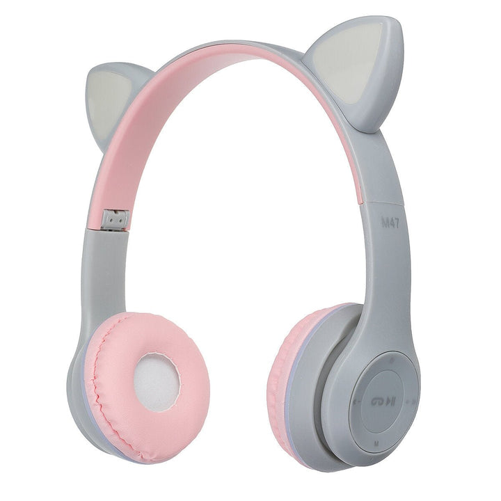 Cute Wireless Gaming Headset bluetooth 5.0 Headphones LED Light Support TF Card Play Image 1