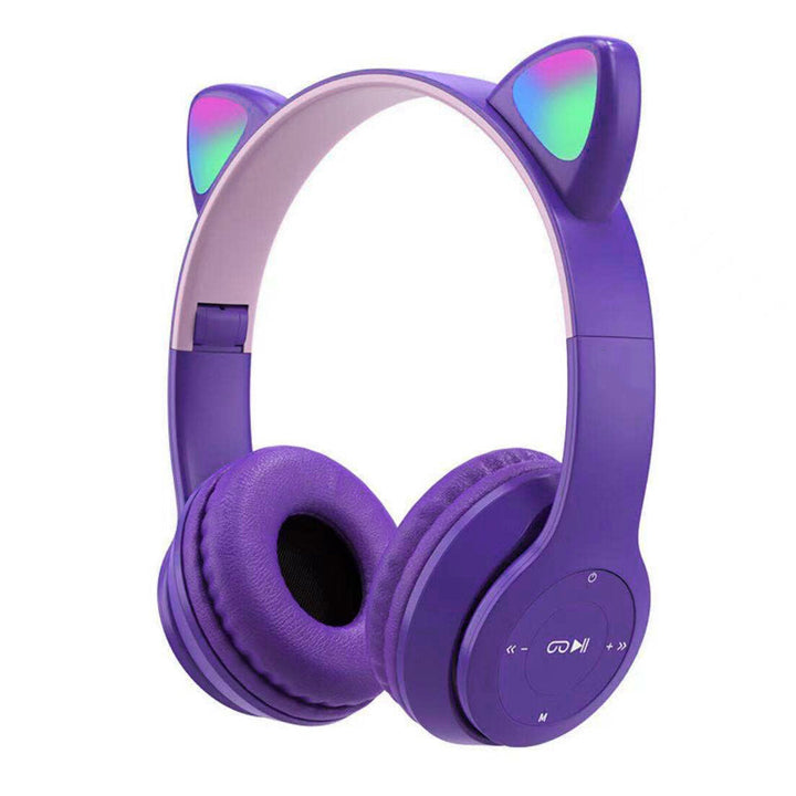 Cute Wireless Gaming Headset bluetooth 5.0 Headphones LED Light Support TF Card Play Image 6
