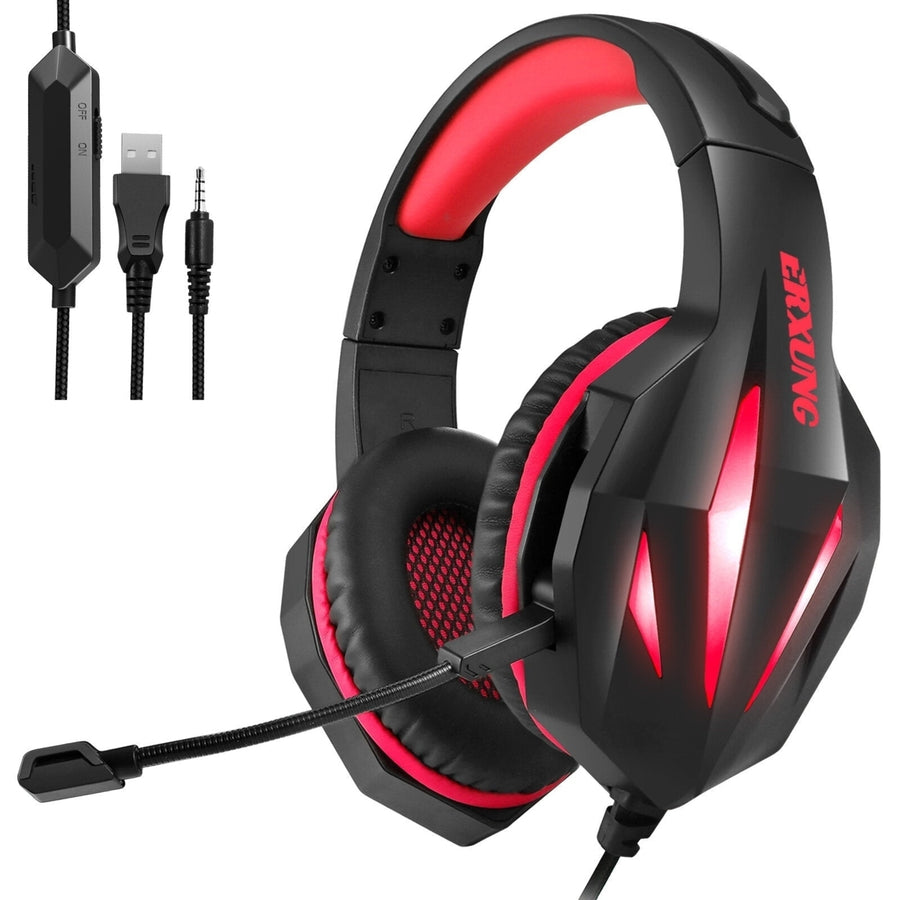 Gaming Headset Wired Stereo Sound LED Light Headsets Noise-cancelling Game Headphones With Mic Image 1