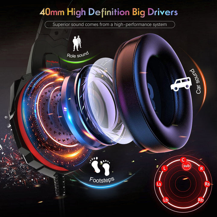 Gaming Headset Multi-functional Noise Cancelling Head-mounted Luminous Headset Gaming Wired Headphone Image 4