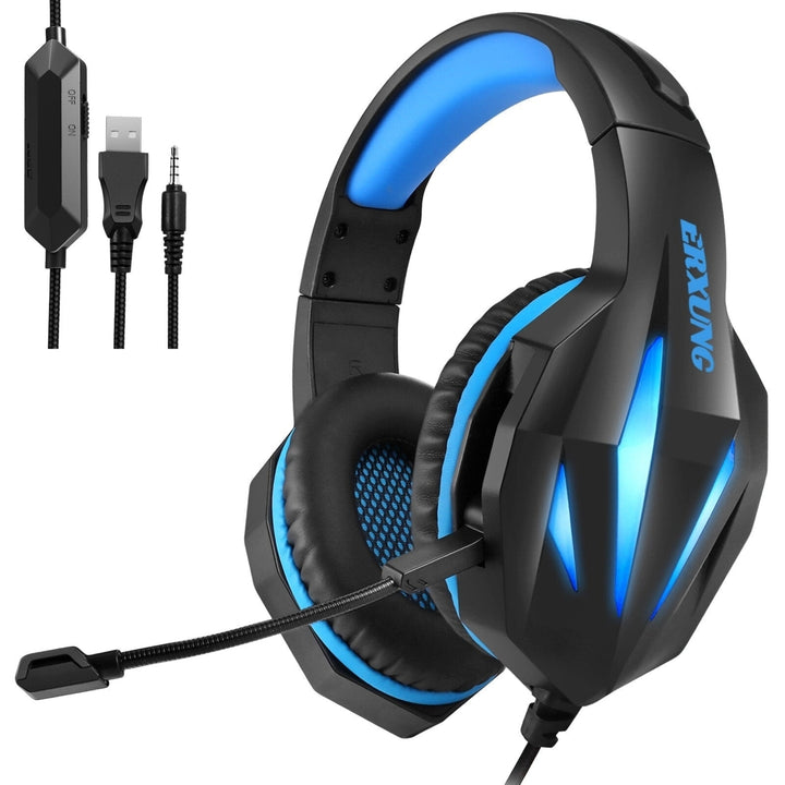 Gaming Headset Wired Stereo Sound LED Light Headsets Noise-cancelling Game Headphones With Mic Image 6