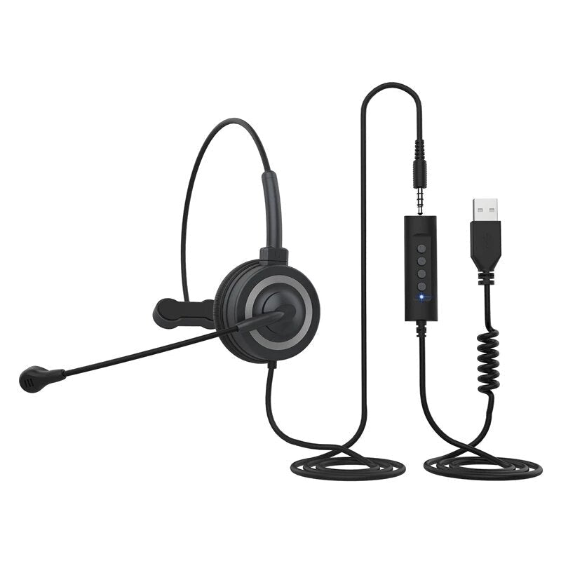 Call Center 3.5mm,USB Headset Telephone Headphone with Microphone Business Wired Headphones for Computer Laptop PC Image 1