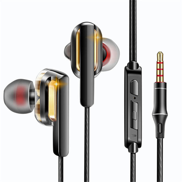 Dual Dynamic In-ear Earphone Wired Control Heavy Bass HiFi Headphone with Mic Image 1