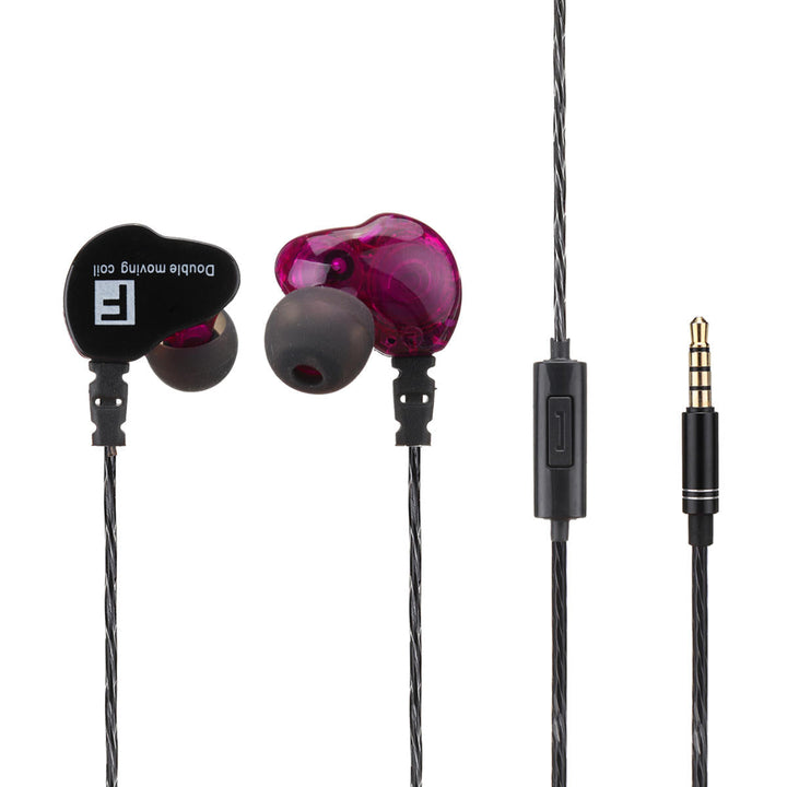 Double Dynamic Universal Earphone Bass In-ear Waterproof Mobile Phone Headset Image 3