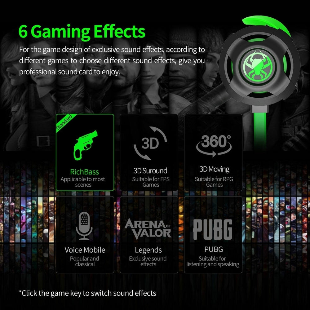 Game Live in-ear Wired Gaming Super Bass Earphones Microphone Built-in Game DSP Sound Card Type-c Plug Image 2