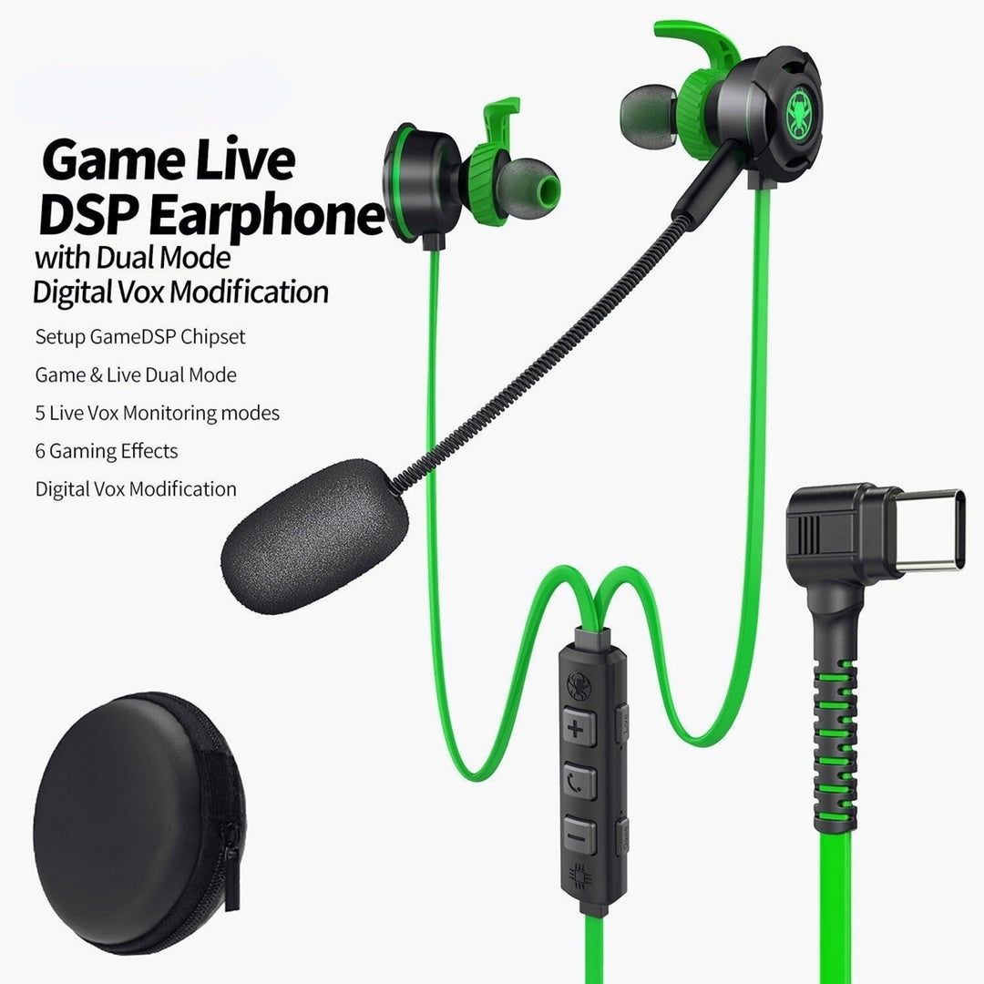 Game Live in-ear Wired Gaming Super Bass Earphones Microphone Built-in Game DSP Sound Card Type-c Plug Image 7