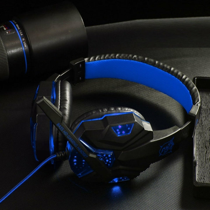 Gaming Headphones Wired Gamer Headset Stereo Sound Over Ear Headphone with Mic LED Light for PS4 XBOX PC Laptop Computer Image 3