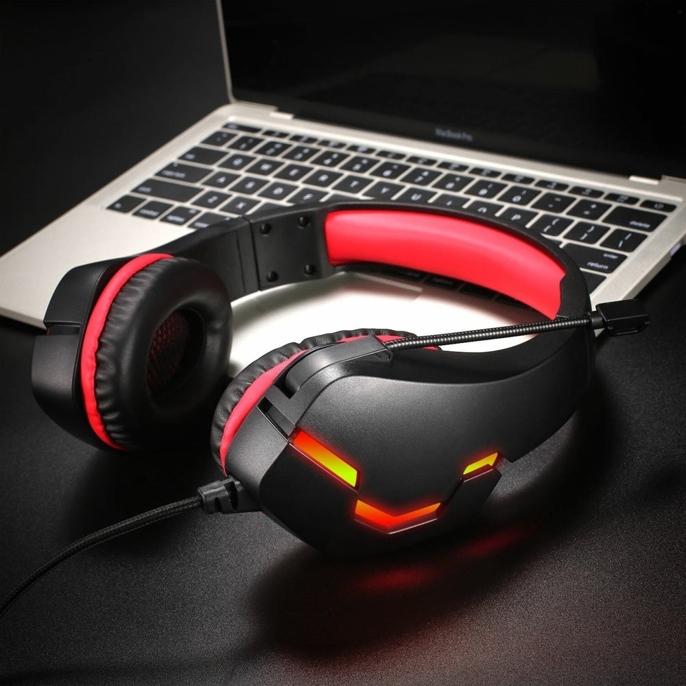 Gaming Headset USB 7.1 3.5mm Wired Deep Bass Stereo LED Light Headphone with Mic for PS4 Xbox PC Laptop Gamer Image 2