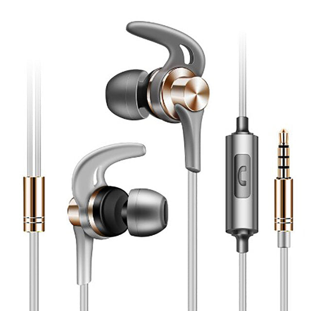 Metal In-ear Wired Headphone Horn HiFi Music Heavy Bass Stereo Sound Headset Sports Running Earphones with Microphone Image 1