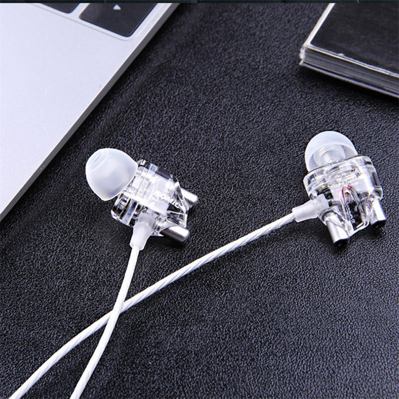 Dual Dynamic Driver Graphene Earphone 3.5mm Wired Control In-ear Heavy Bass Stereo Earbuds Headphone with Mic Image 2