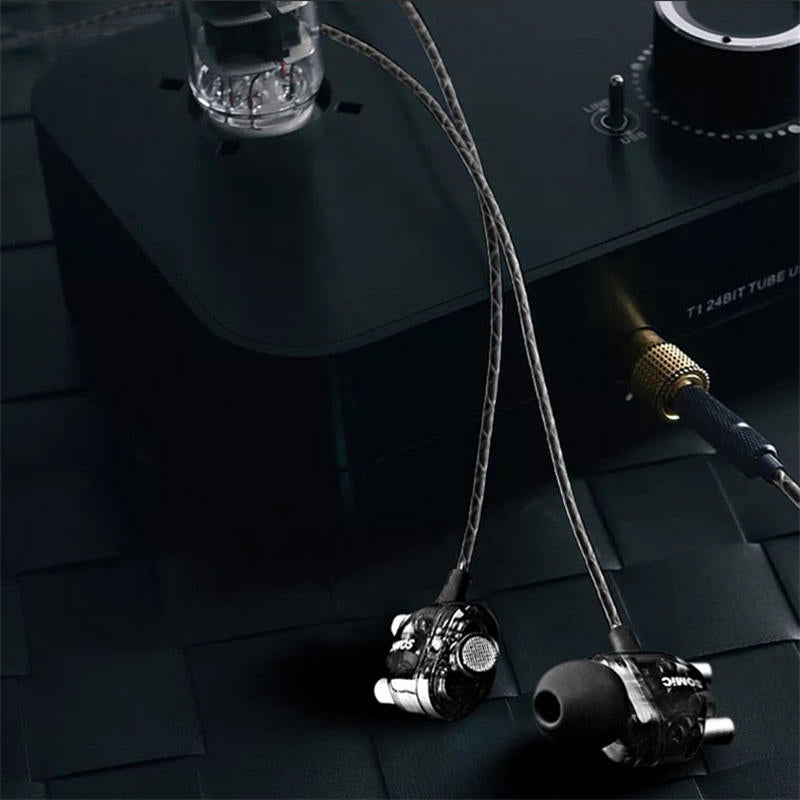 Dual Dynamic Driver Graphene Earphone 3.5mm Wired Control In-ear Heavy Bass Stereo Earbuds Headphone with Mic Image 3
