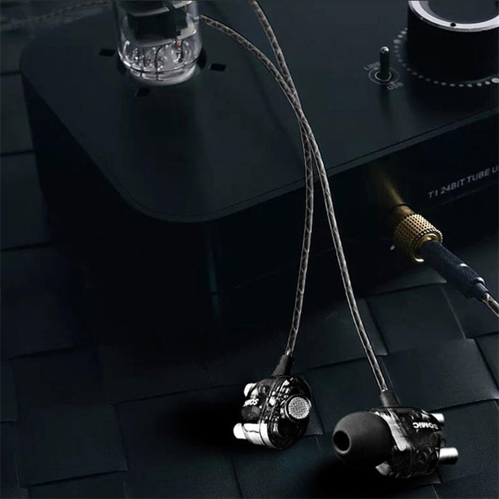 Dual Dynamic Driver Graphene Earphone 3.5mm Wired Control In-ear Heavy Bass Stereo Earbuds Headphone with Mic Image 3