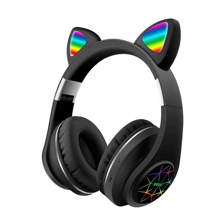 Cut Cat Ear Headphones Wireless bluetooth 5.0 TF Card AUX-In Luminous Foldable Head-Mounted Headsetwith Mic Image 6