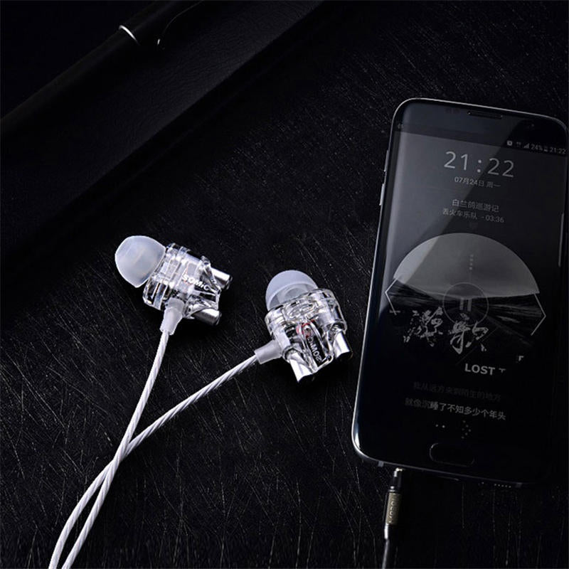 Dual Dynamic Driver Graphene Earphone 3.5mm Wired Control In-ear Heavy Bass Stereo Earbuds Headphone with Mic Image 4