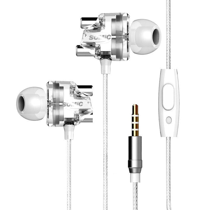Dual Dynamic Driver Graphene Earphone 3.5mm Wired Control In-ear Heavy Bass Stereo Earbuds Headphone with Mic Image 1